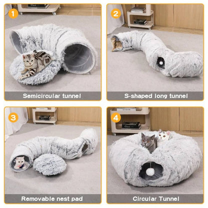 ZipUP Donut Cat Bed with Tunnel